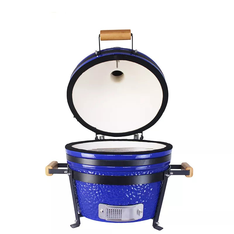 Barbecue Kamado 16" bleu ouvert 