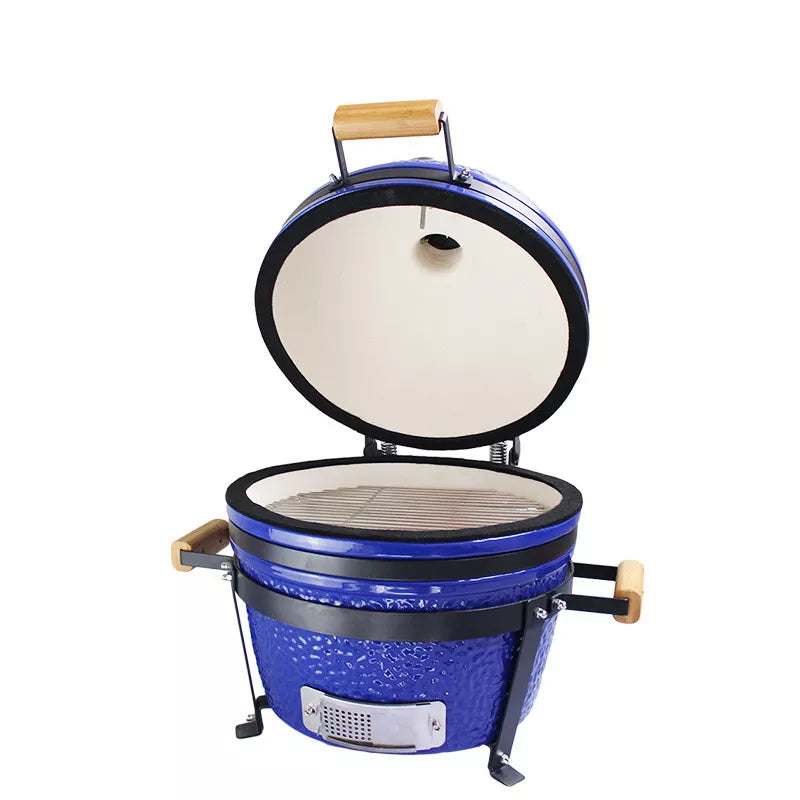 Barbecue Kamado 16" bleu ouvert 