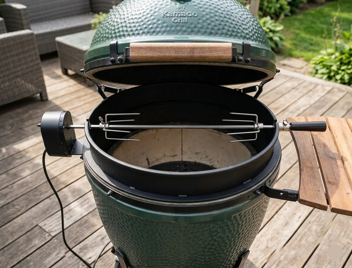 kit rôtissoire sur kamado vert 